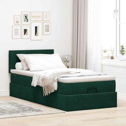 vidaXL Ottoman-Bett mit Matratze Dunkelgrün 90x190 cm Samt