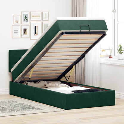 vidaXL Ottoman-Bett mit Matratze Dunkelgrün 90x190 cm Samt