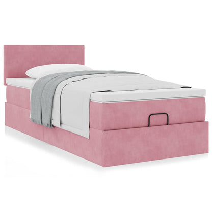 vidaXL Lit ottoman avec matelas Rose 90x190 cm Velours