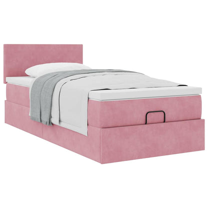 vidaXL Lit ottoman avec matelas Rose 90x190 cm Velours