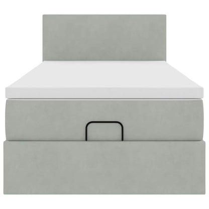 vidaXL Ottoman-Bett mit Matratze Hellgrau 90x200 cm Samt