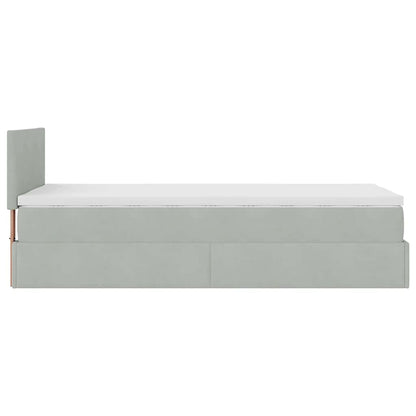 vidaXL Ottoman-Bett mit Matratze Hellgrau 90x200 cm Samt
