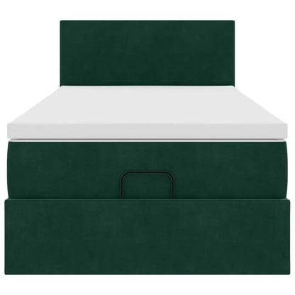 Ottoman-Bett mit Matratze Dunkelgrün 90x200 cm Samt