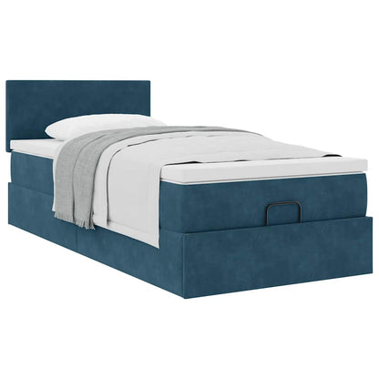vidaXL Ottoman-Bett mit Matratze Dunkelblau 90x200 cm Samt
