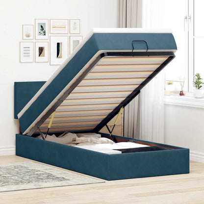 vidaXL Ottoman-Bett mit Matratze Dunkelblau 90x200 cm Samt