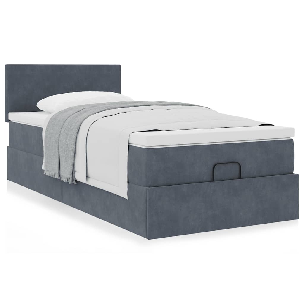 vidaXL Ottoman-Bett mit Matratze Dunkelgrau 100x200 cm Samt