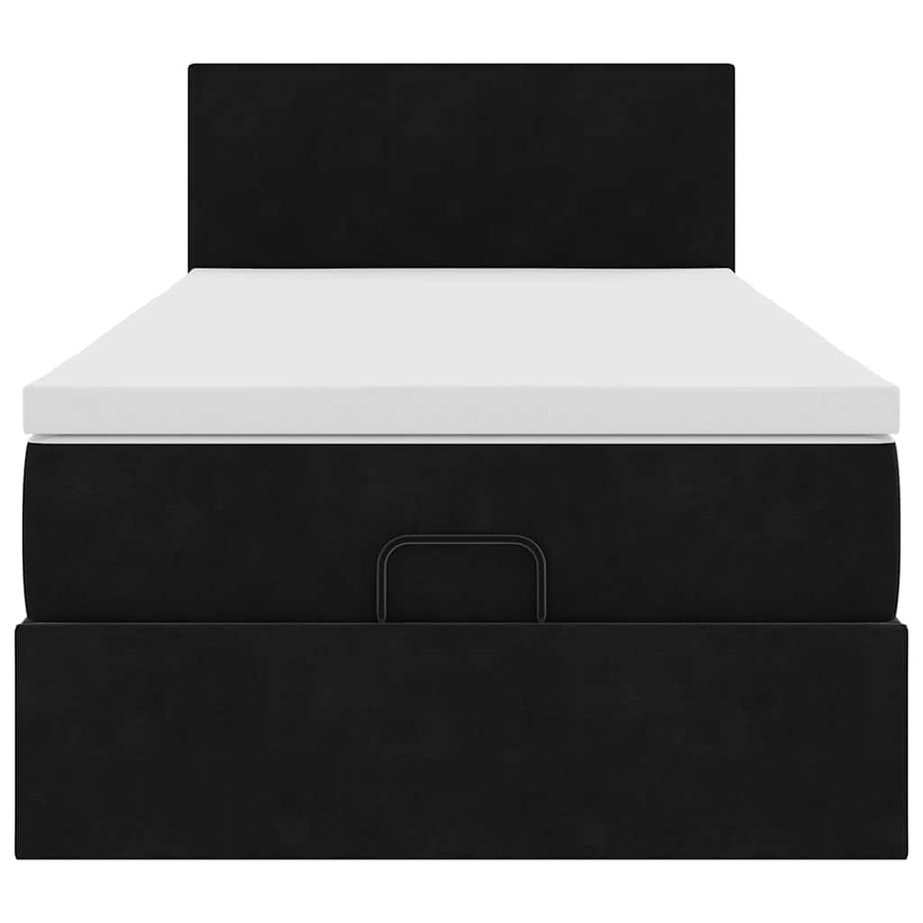 vidaXL Lit ottoman avec matelas Noir 100x200 cm Velours