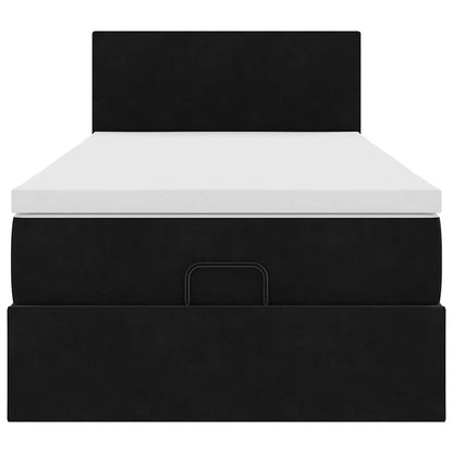 vidaXL Lit ottoman avec matelas Noir 100x200 cm Velours