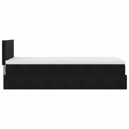 vidaXL Lit ottoman avec matelas Noir 100x200 cm Velours