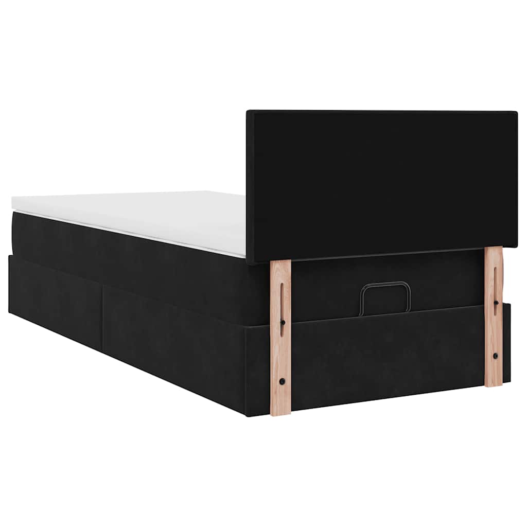 vidaXL Lit ottoman avec matelas Noir 100x200 cm Velours