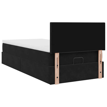 vidaXL Lit ottoman avec matelas Noir 100x200 cm Velours
