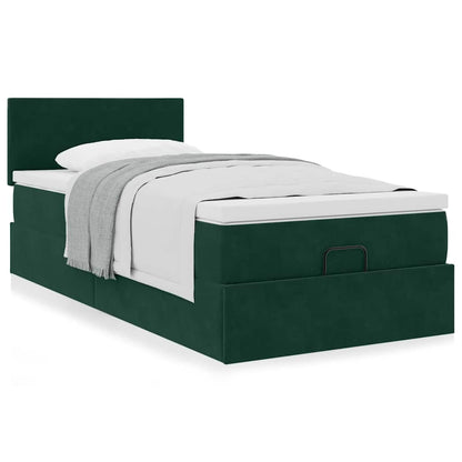 vidaXL Ottoman-Bett mit Matratze Dunkelgrün 100x200 cm Samt