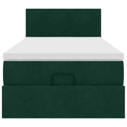 Ottoman-Bett mit Matratze Dunkelgrün 100x200 cm Samt