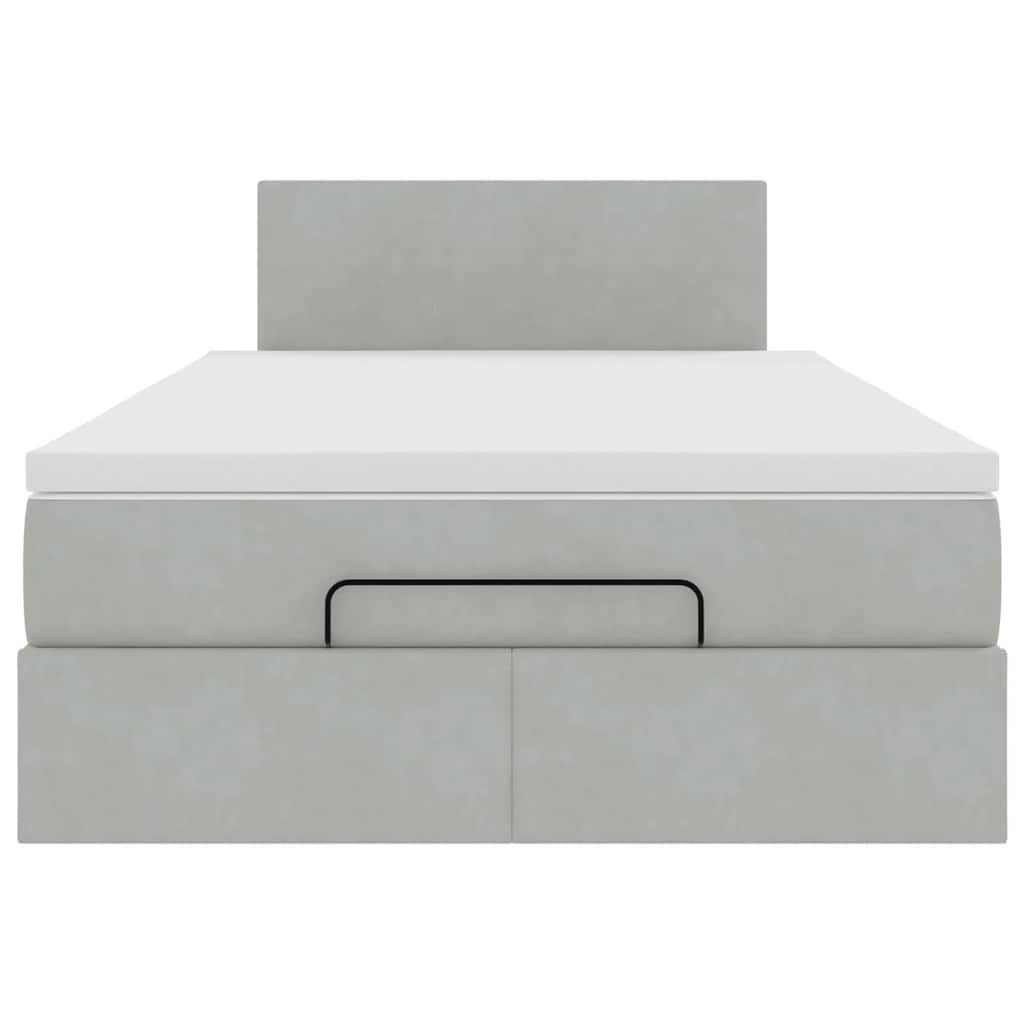 vidaXL Ottomanische Bett mit Matratze Hellgrau 120x190 cm Samt
