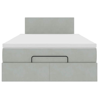 vidaXL Ottomanische Bett mit Matratze Hellgrau 120x190 cm Samt
