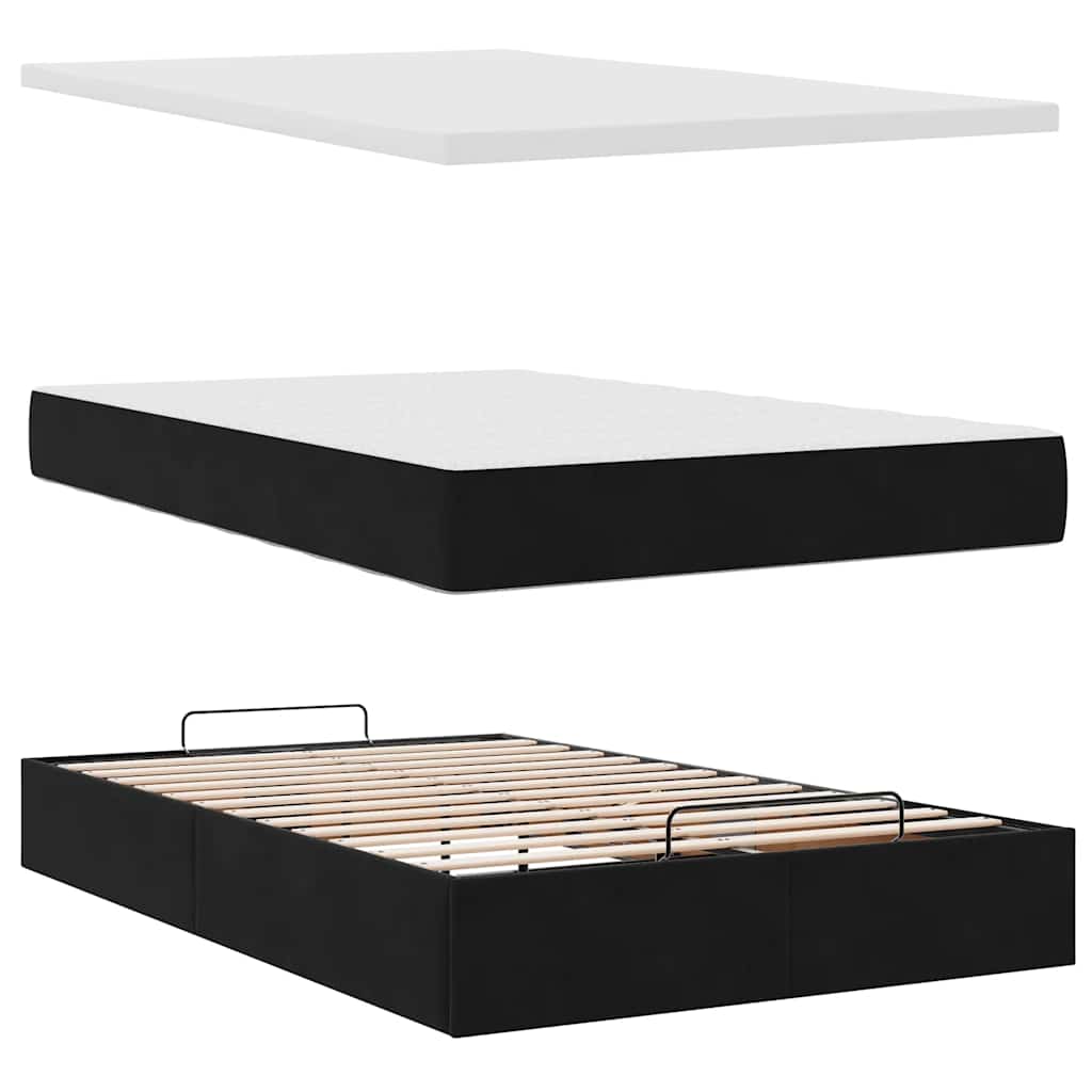 vidaXL Ottoman-Bett mit Matratze Schwarz 120x190 cm Samt