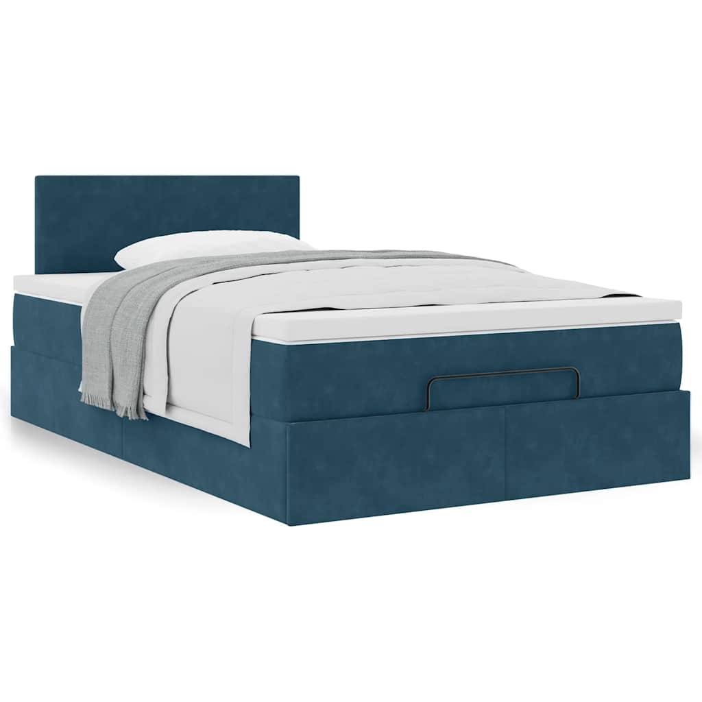 vidaXL Ottoman-Bett mit Matratze Dunkelblau 120x190 cm Samt