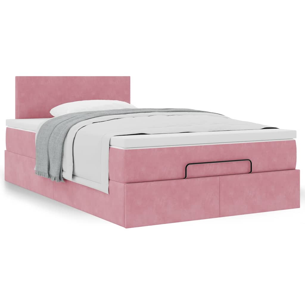 vidaXL Ottoman-Bett mit Matratze Rosa 120x190 cm Samt