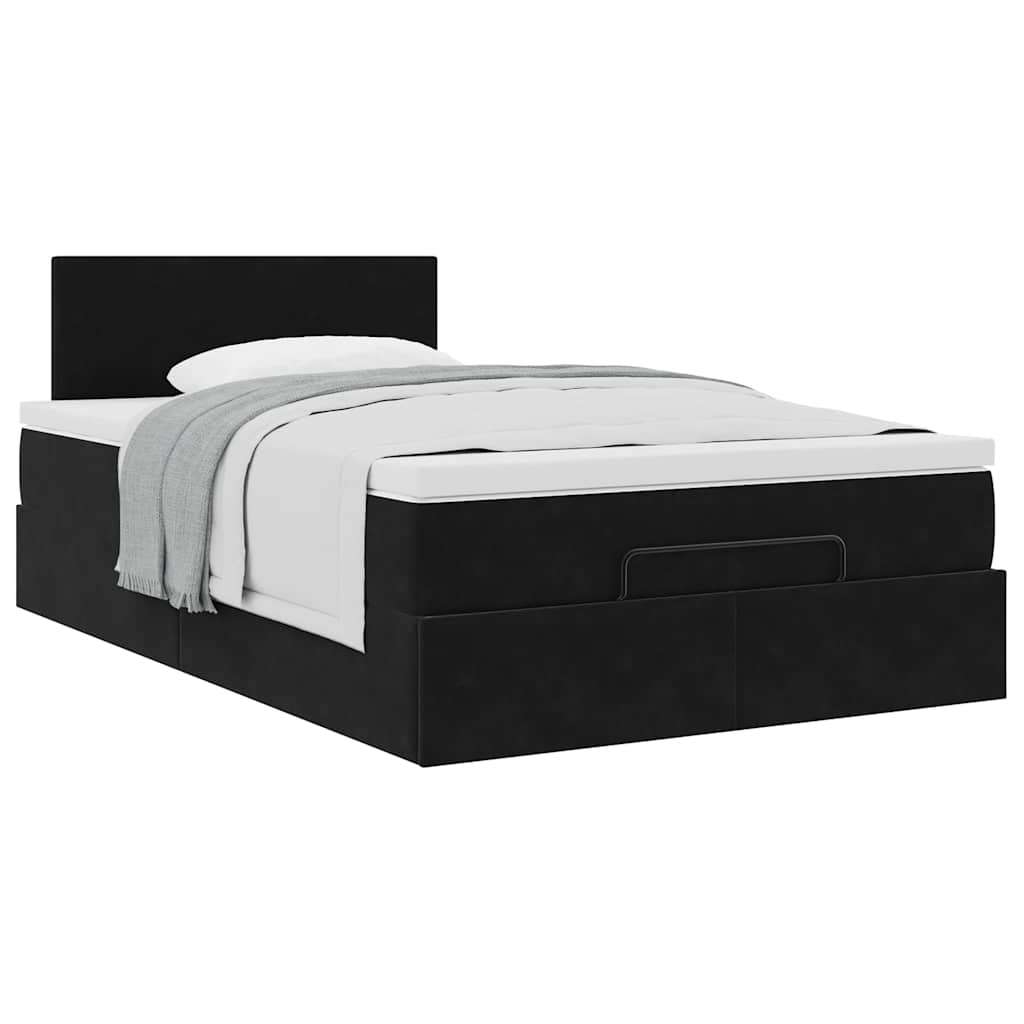 vidaXL Ottoman-Bett mit Matratze Schwarz 120x200 cm Samt
