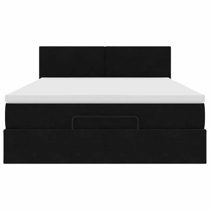 Ottoman-Bett mit Matratze Schwarz 140x190 cm Samt