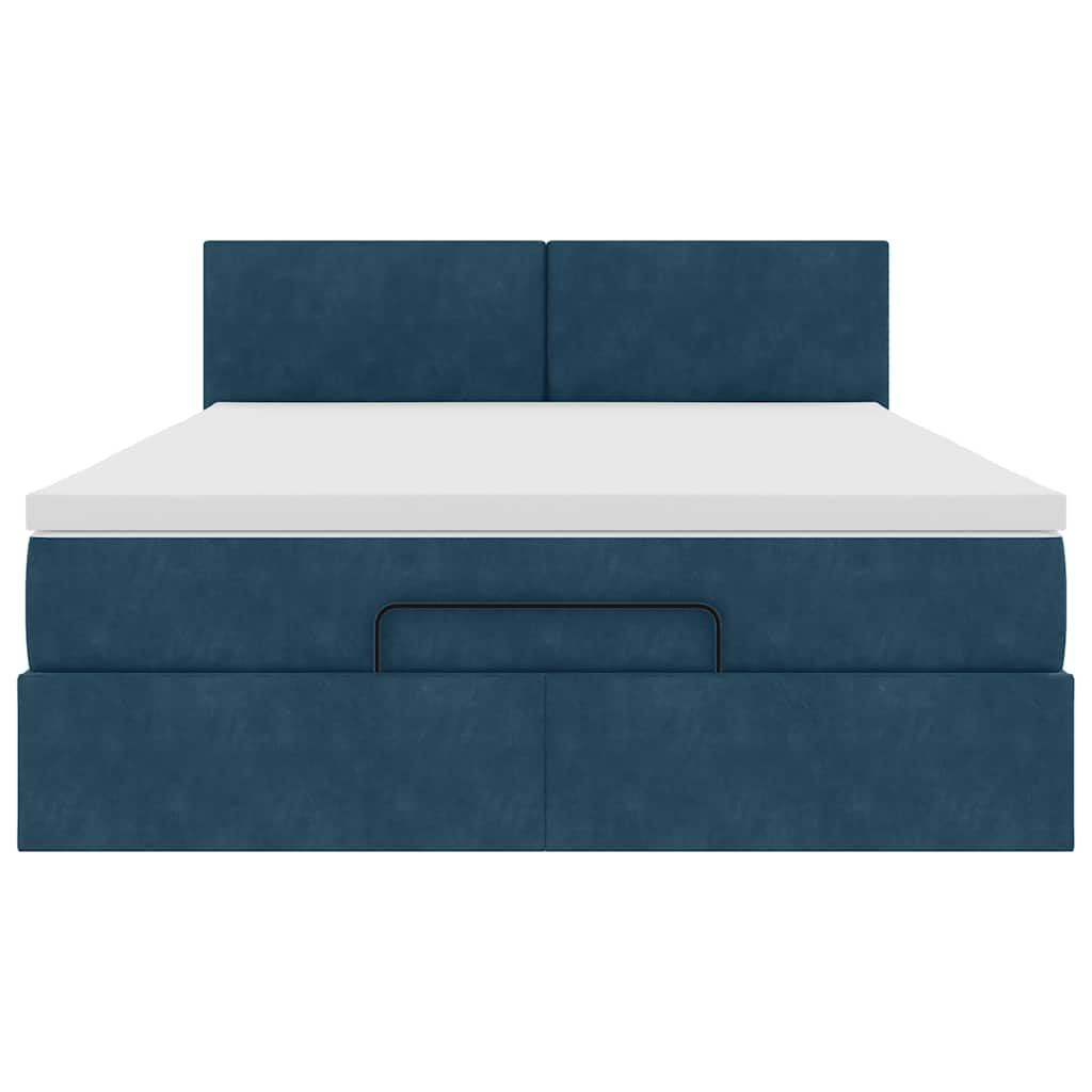 vidaXL Ottoman-Bett mit Matratze Dunkelblau 140x190 cm Samt