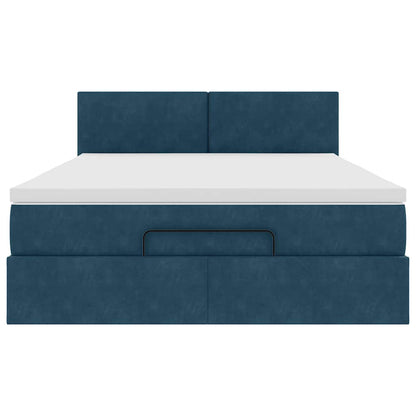 vidaXL Ottoman-Bett mit Matratze Dunkelblau 140x190 cm Samt