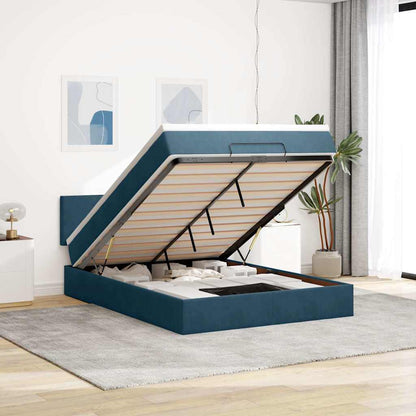 vidaXL Ottoman-Bett mit Matratze Dunkelblau 140x190 cm Samt
