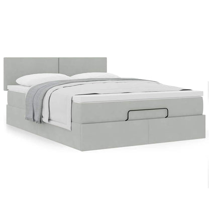 vidaXL Lit ottoman avec matelas Gris clair 140x200 cm Velours