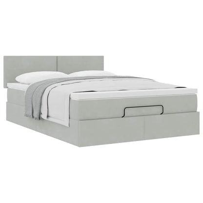 vidaXL Lit ottoman avec matelas Gris clair 140x200 cm Velours
