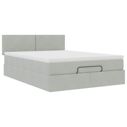 vidaXL Lit ottoman avec matelas Gris clair 140x200 cm Velours