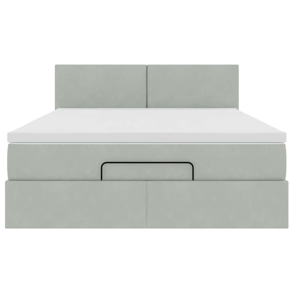 vidaXL Lit ottoman avec matelas Gris clair 140x200 cm Velours