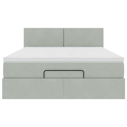 vidaXL Lit ottoman avec matelas Gris clair 140x200 cm Velours