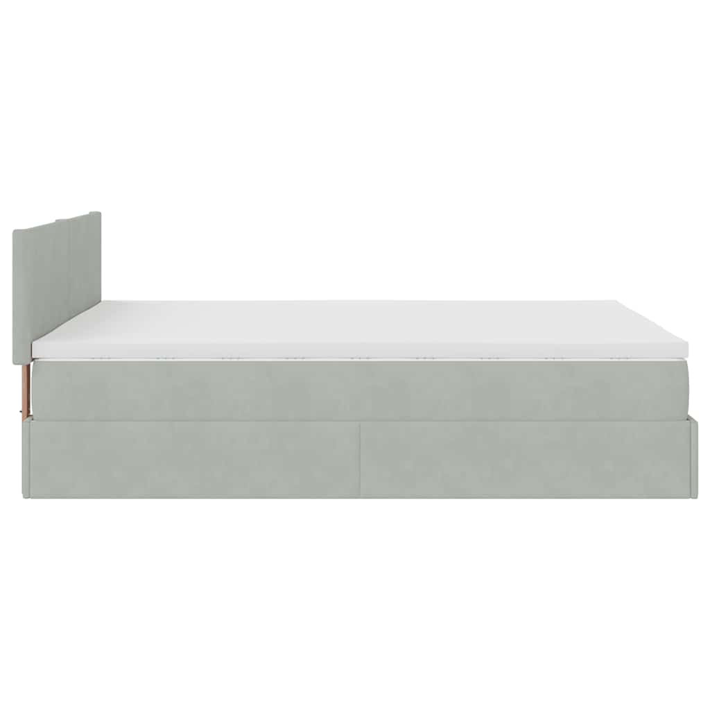 vidaXL Lit ottoman avec matelas Gris clair 140x200 cm Velours