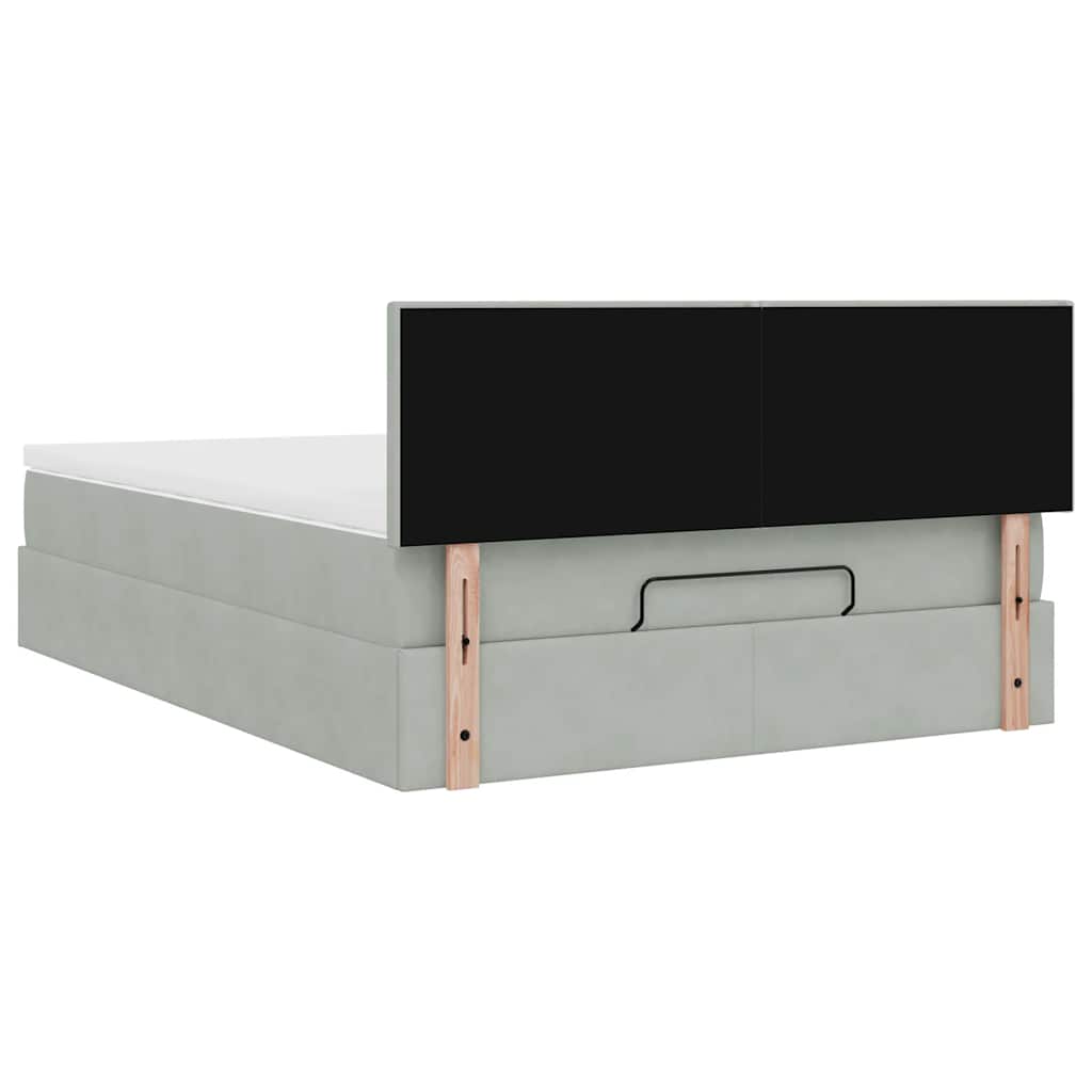 vidaXL Lit ottoman avec matelas Gris clair 140x200 cm Velours