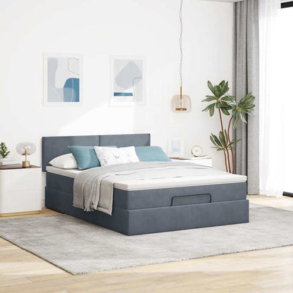 vidaXL Ottoman-Bett mit Matratze Dunkelgrau 140x200 cm Samt