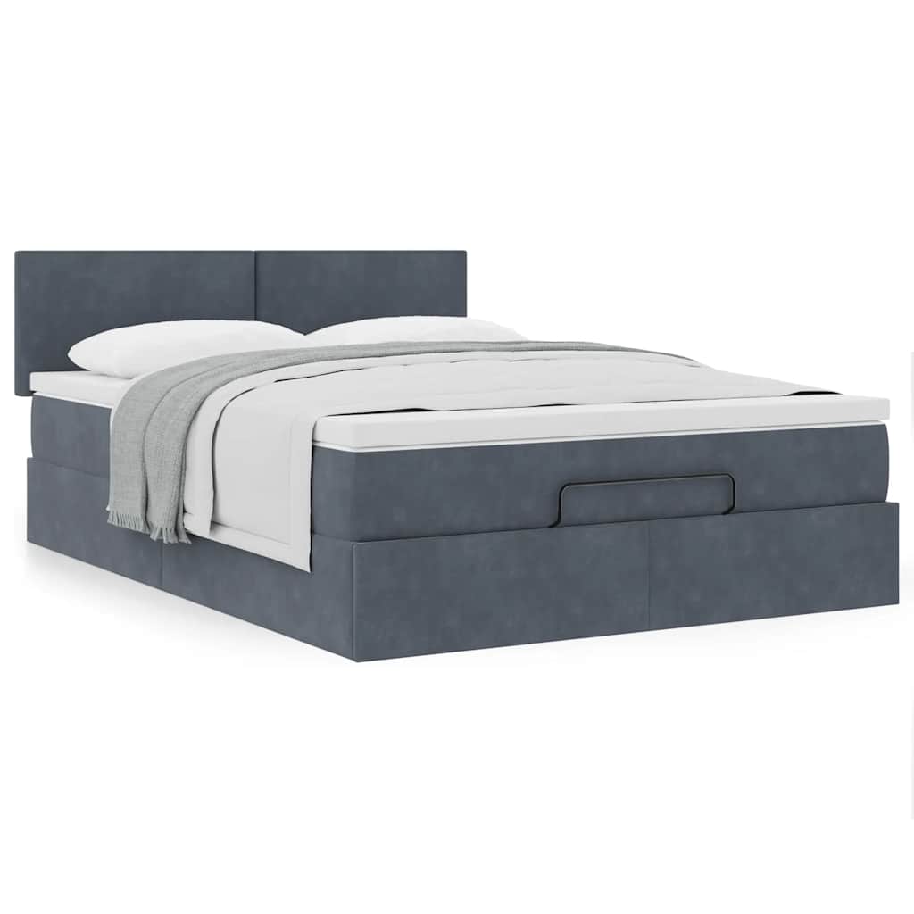 vidaXL Ottoman-Bett mit Matratze Dunkelgrau 140x200 cm Samt