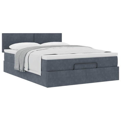 vidaXL Ottoman-Bett mit Matratze Dunkelgrau 140x200 cm Samt