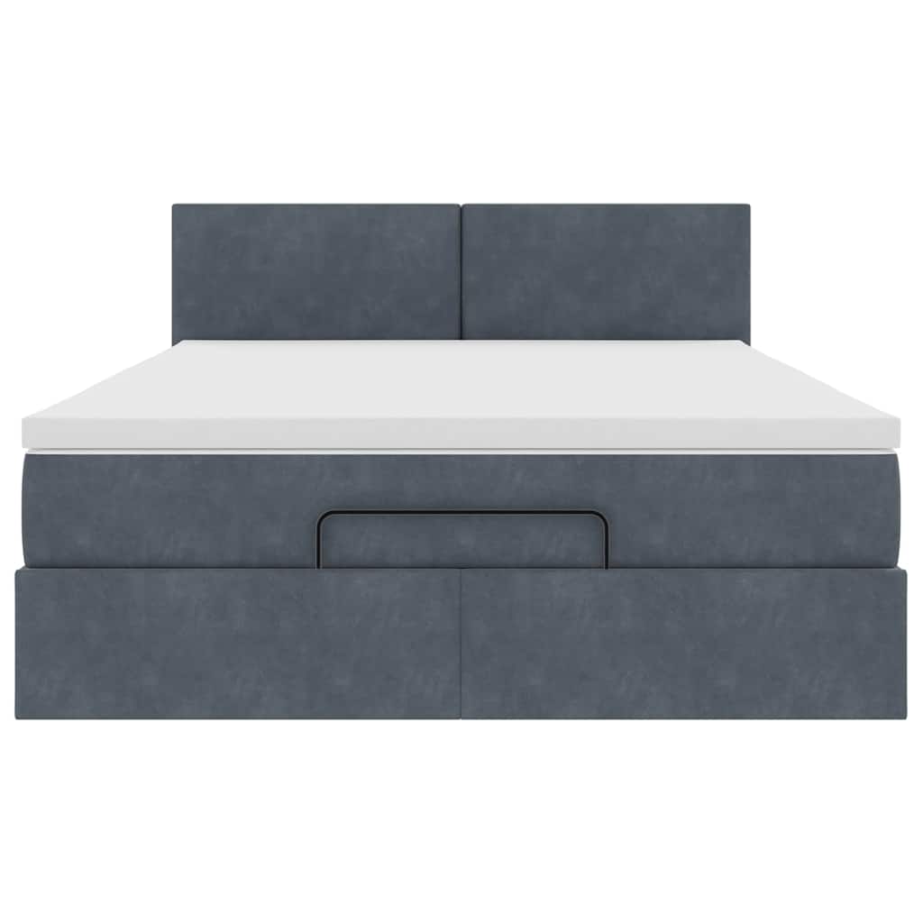 vidaXL Ottoman-Bett mit Matratze Dunkelgrau 140x200 cm Samt