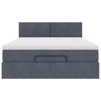 vidaXL Ottoman-Bett mit Matratze Dunkelgrau 140x200 cm Samt