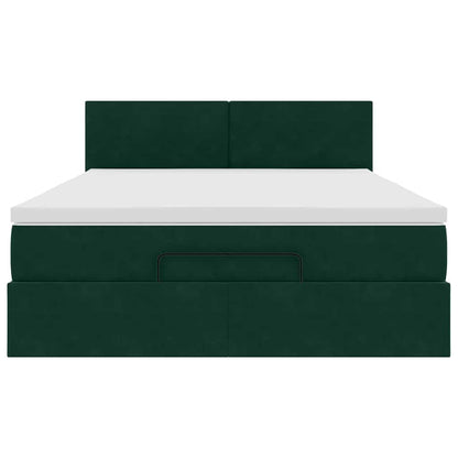 Ottoman-Bett mit Matratze Dunkelgrün 140x200 cm Samt
