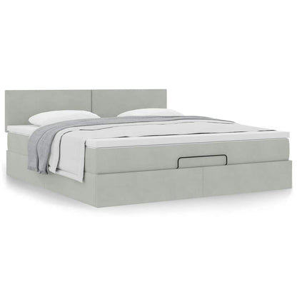 vidaXL Ottoman-Bett mit Matratze Hellgrau 160x200 cm Samt