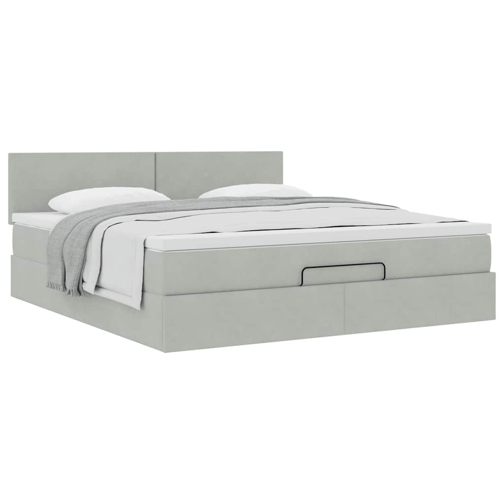 vidaXL Ottoman-Bett mit Matratze Hellgrau 160x200 cm Samt
