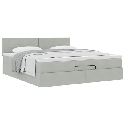 vidaXL Ottoman-Bett mit Matratze Hellgrau 160x200 cm Samt
