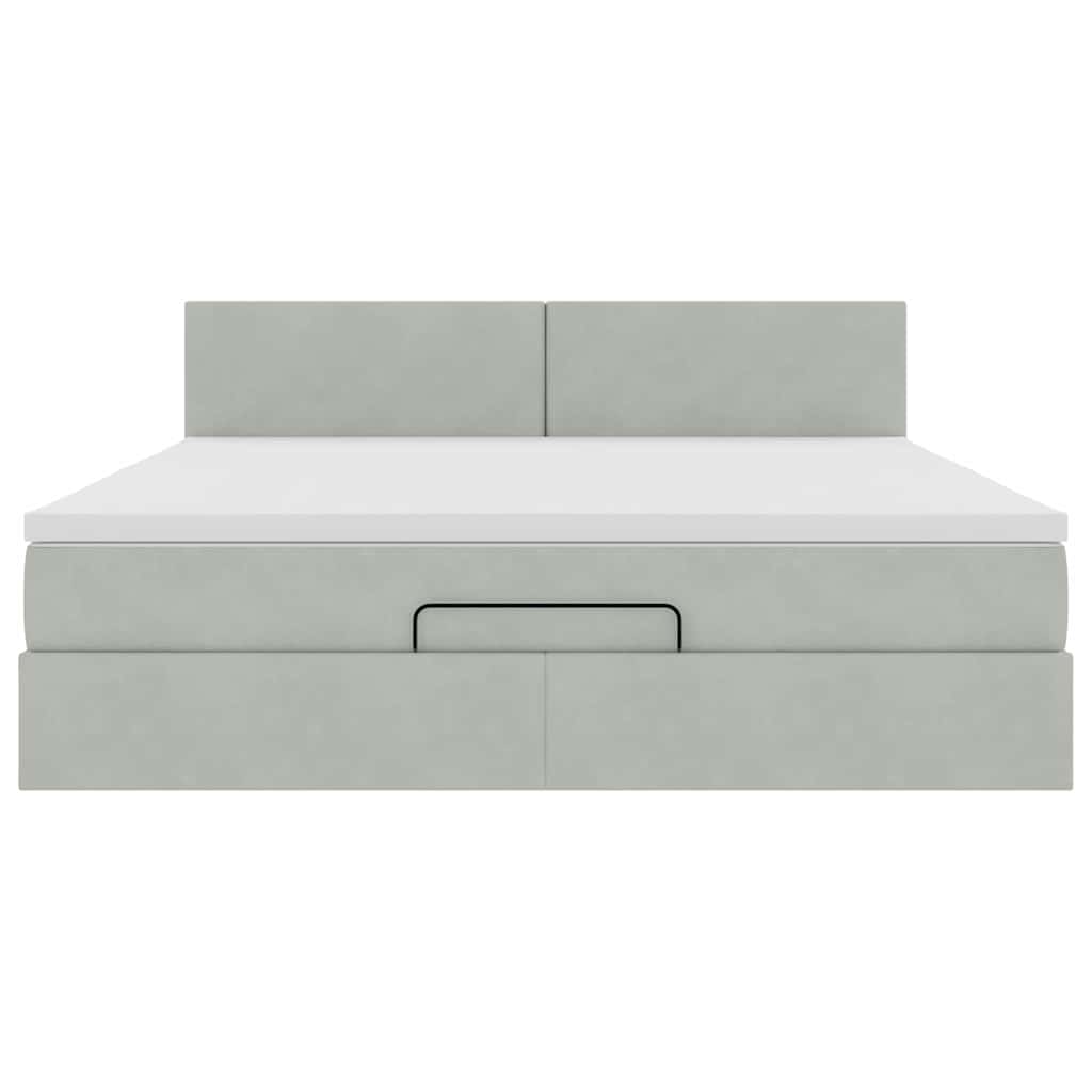 vidaXL Ottoman-Bett mit Matratze Hellgrau 160x200 cm Samt