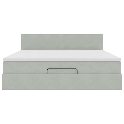 vidaXL Ottoman-Bett mit Matratze Hellgrau 160x200 cm Samt