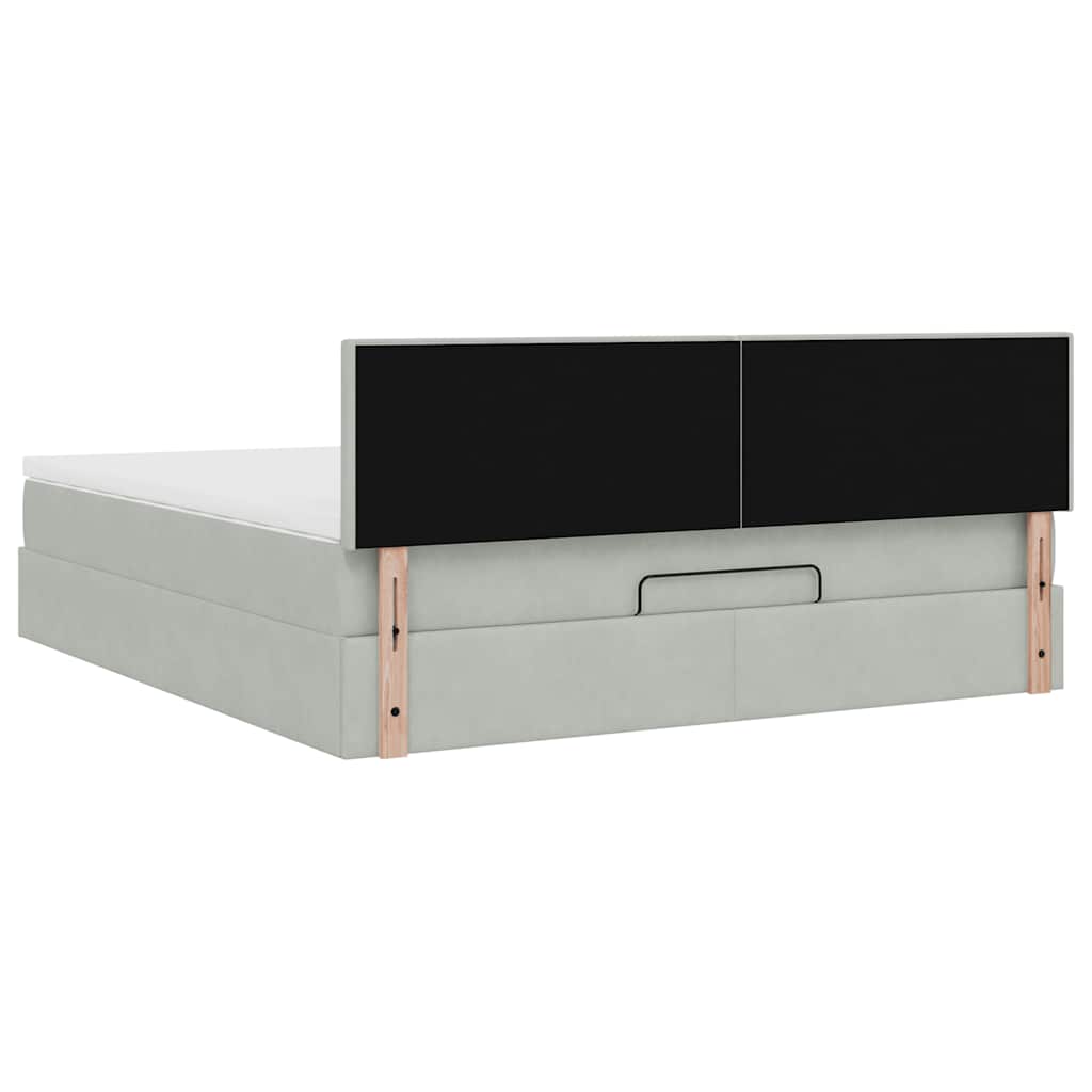 vidaXL Ottoman-Bett mit Matratze Hellgrau 160x200 cm Samt