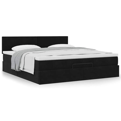 vidaXL Ottoman-Bett mit Matratze Schwarz 160x200 cm Samt