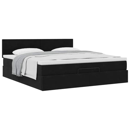vidaXL Ottoman-Bett mit Matratze Schwarz 160x200 cm Samt