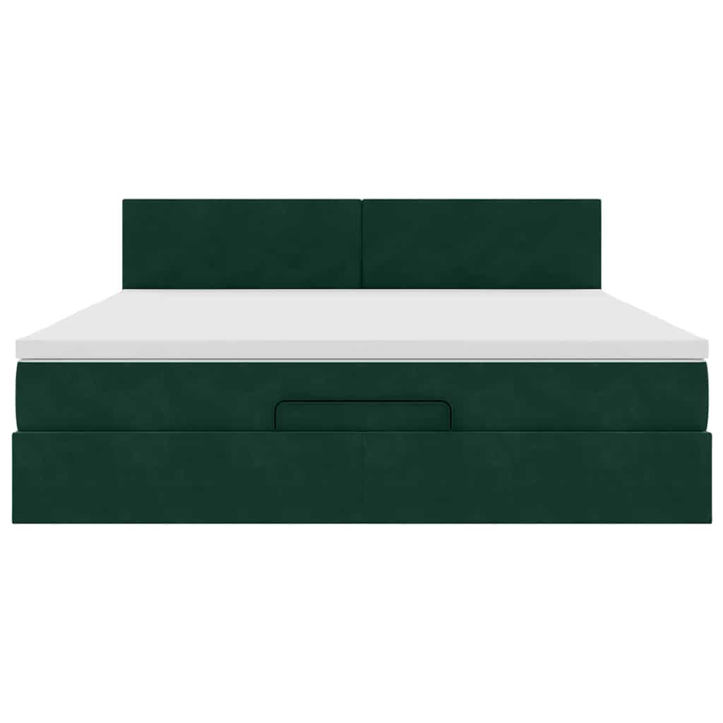 vidaXL Lit ottoman avec matelas vert foncé 160x200 cm Velours
