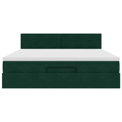 vidaXL Lit ottoman avec matelas vert foncé 160x200 cm Velours
